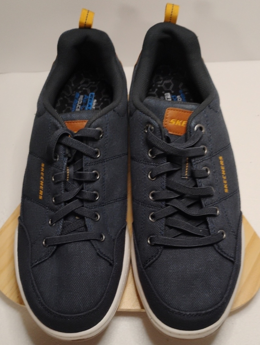 Skechers Navy Canvas Sneakers with Yellow Accents